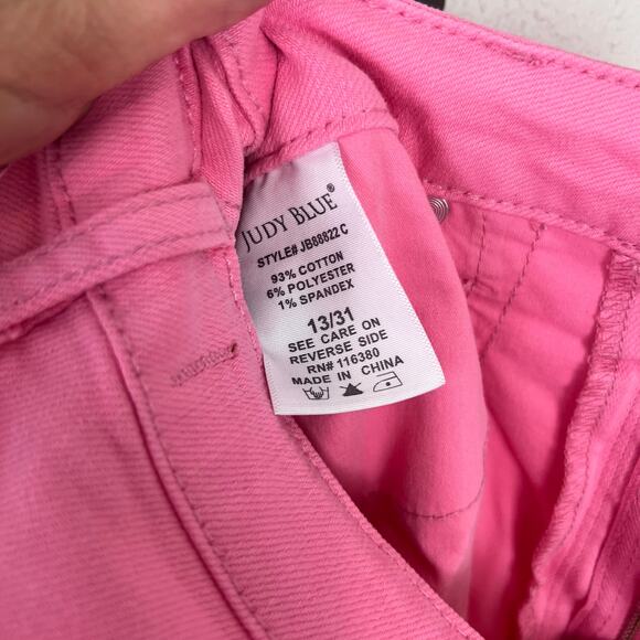 Judy Blue Pink High Rise Cropped Wide Leg Jeans Size 31 - Picture 6 of 9